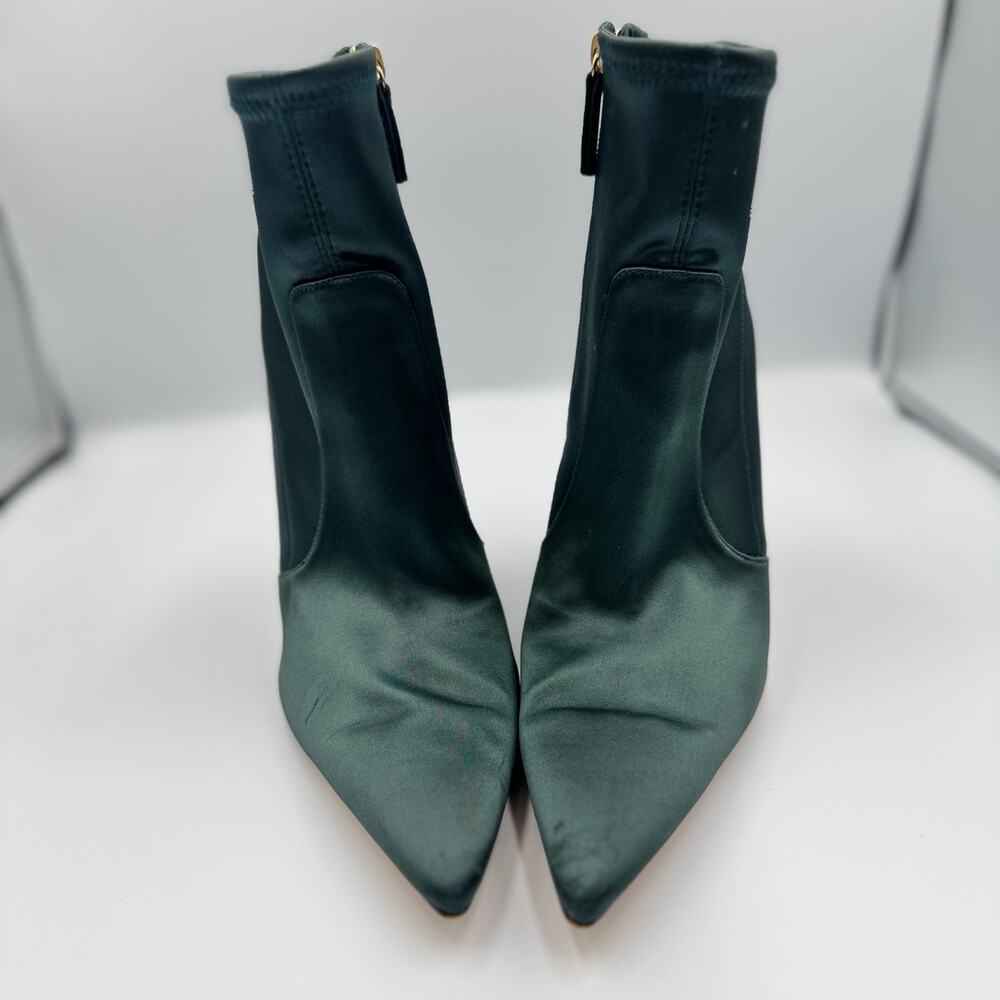 Good American The Icon Satin Sock Bootie Emerald Green Pointed Stiletto Heel 10 - Picture 14 of 16